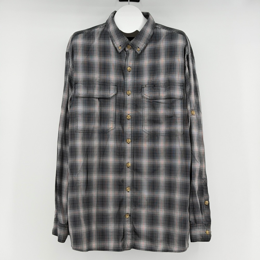 Duluth Untucked Shirt Mens 2XLT Plaid Relaxed Fit Roll Tab Button Down Casual